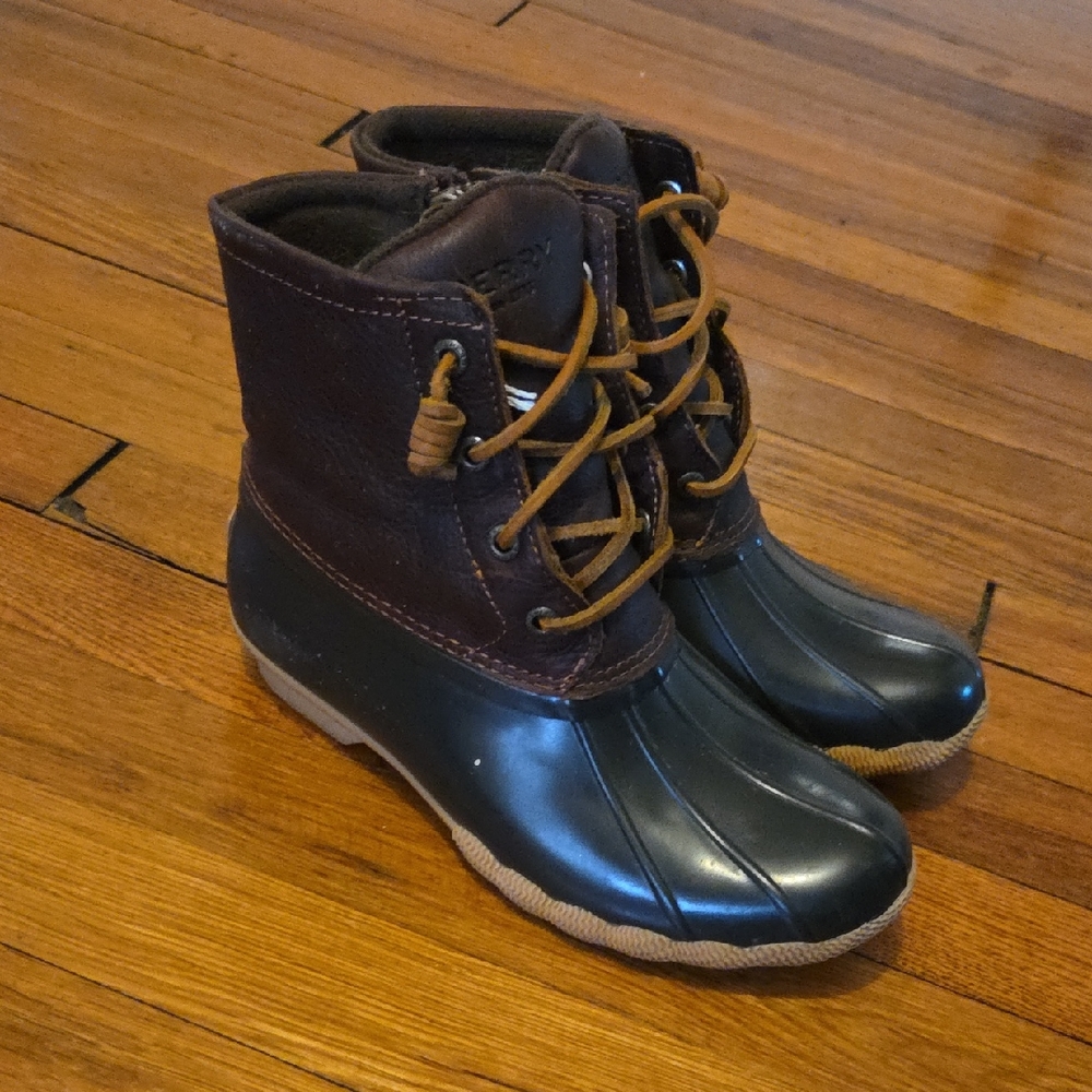 Sperry Kids Black and Brown Rain Boots